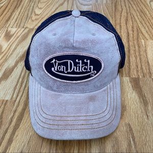 NEW VON DUTCH NUDE/NAVY VELVET MESH TRUCKER CAP HAT